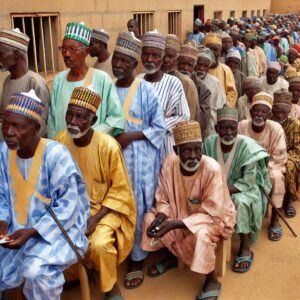 Pensioners in a queue awaiting to be accredited. 9d5fc39c 55b1 4914 8965 feac114e764e