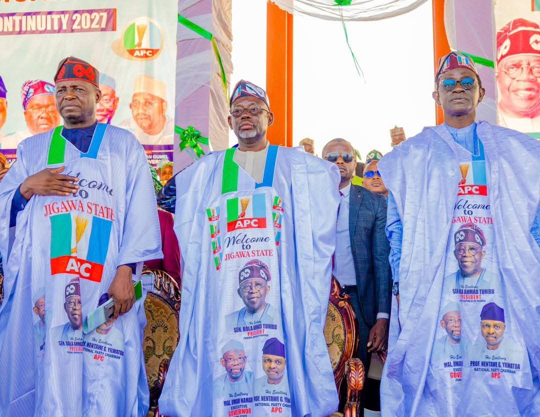 APC National Chairman, Dr. Nentawe Yilwatda, Gov. Umar Namadi of Jigawa and Gov. MaiMala Buni of Yobe State.