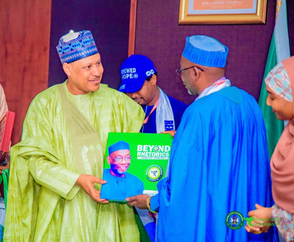 Minister of Information, Mr Muhammed Idris with Gov. Umar Namadi of Jigawa State in Dutse.