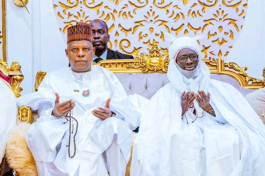 VP Kashim Shetima with the Emir of Gumel on Friday in Gumel VP Kashim Shetima with the Emir of Gumel on Friday in Gumel