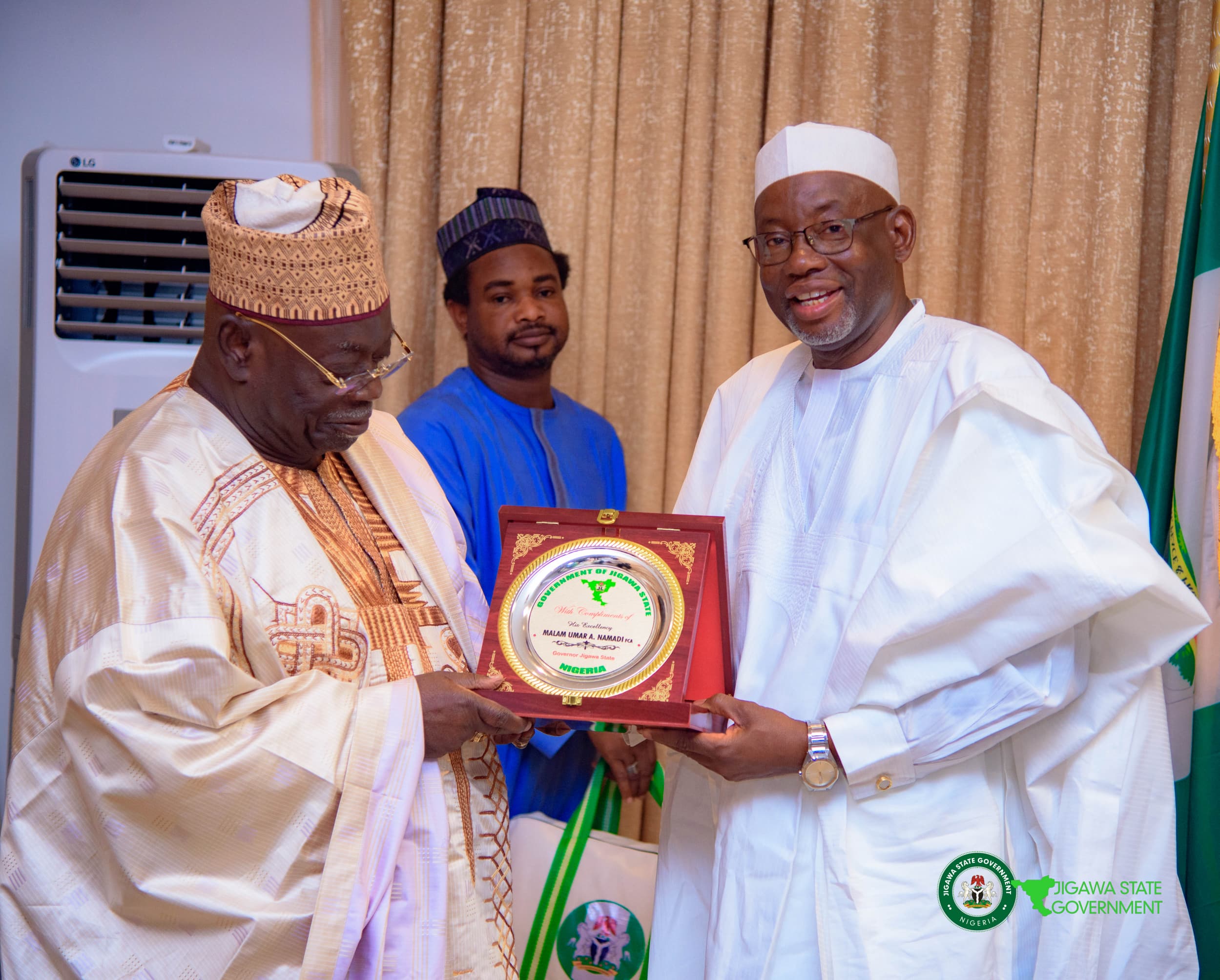 Gov. Umar Namadi of Jigawa state with the Chairman if the Foundation, Dr Babangida Aliyu
